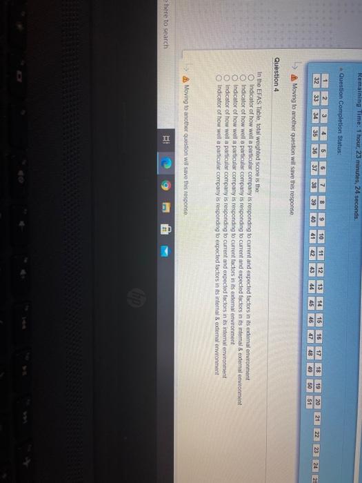  Remaining Time: 1 hour, 23 minutes, 24 seconds Question Completion Status: