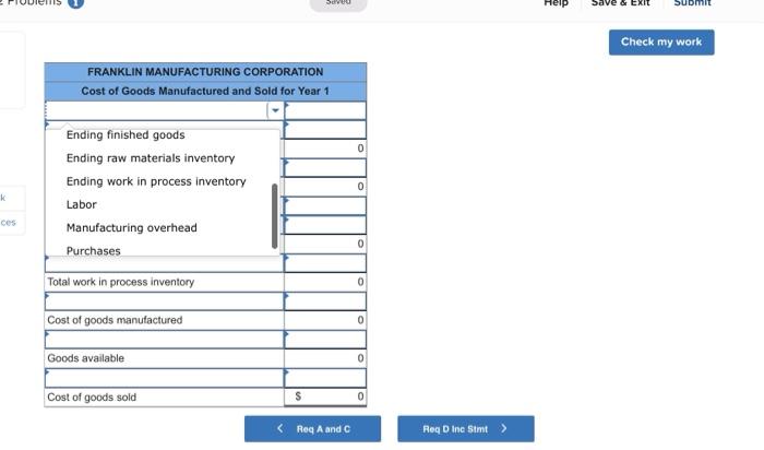 for cash unless otherwise indicated.) Direct Raw Direct Materials Used Labor Job