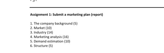 May you please help with a marketing plan report which includes the