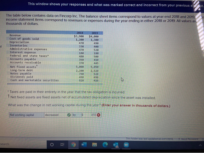  This window shows your responses and what was marked correct and