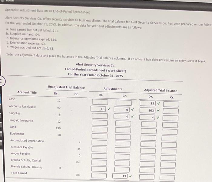  Appendix Adjustment Data on an End-of. Period Spreadsheet Alert Security Services