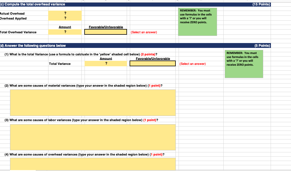 Direct Materials - 5 pounds of metal at $10 per pound $50