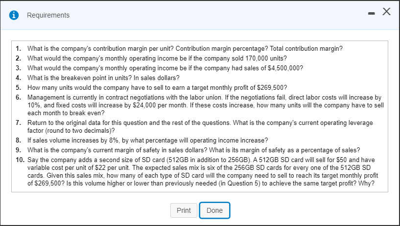 (current monthly sales volume is 140,000 units) .... $ Variable costs per