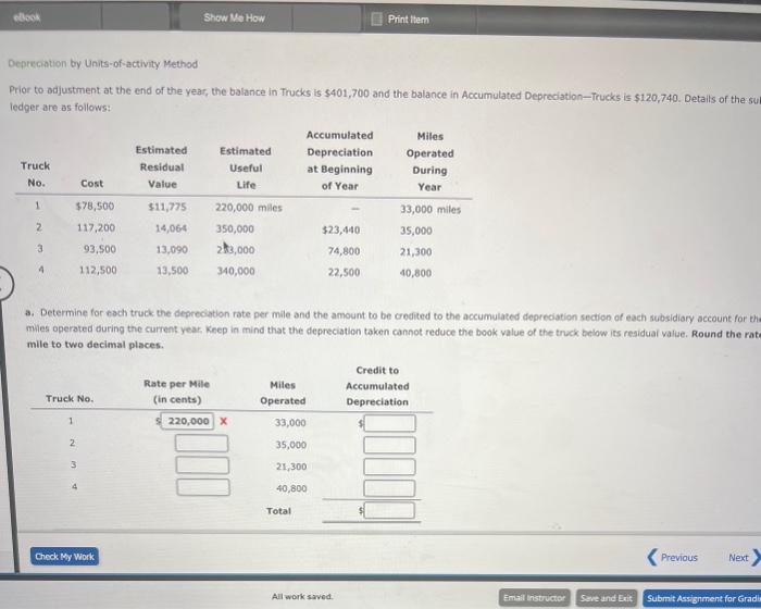 the year, the balance in Trucks is $401,700 and the balance in