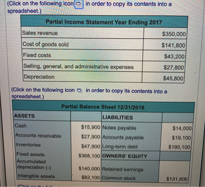 the following financial statements in the popup window, E. The company paid