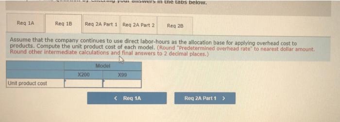 products follow Product X200 x99 Direct Labor-Hours 0.3 DLHS per unit 0.5