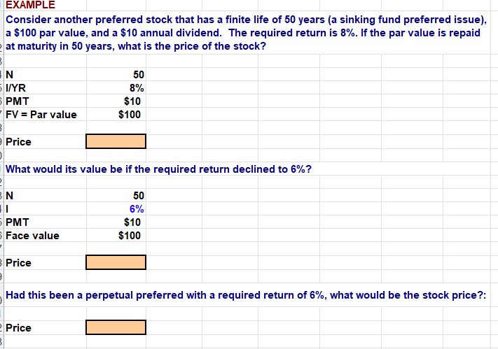  EXAMPLE Consider another preferred stock that has a finite life of