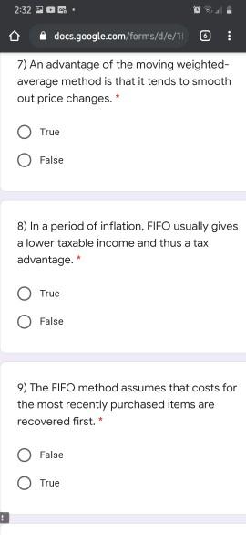 * False True 2) Internal control policies and procedures are standard across