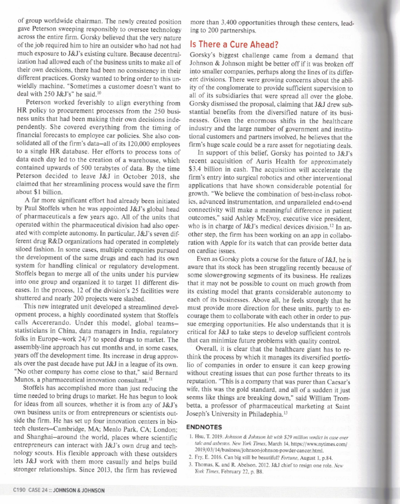 15,297 1,300 16,540 Source: Johnson & Johnson, Annual Report 2018. EXHIBIT 2