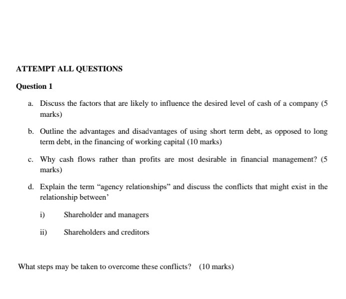 master's degree level assignment ATTEMPT ALL QUESTIONS Question 1 a. Discuss