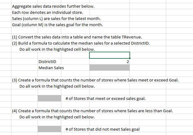 Aggregate sales data resides further below. Each row denotes an individual