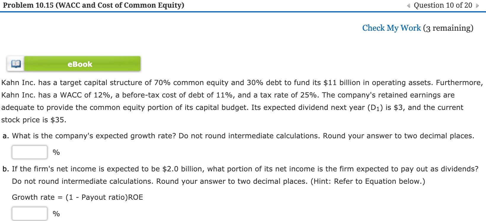 stock currently sells for $40.75 per share. The growth rate is a