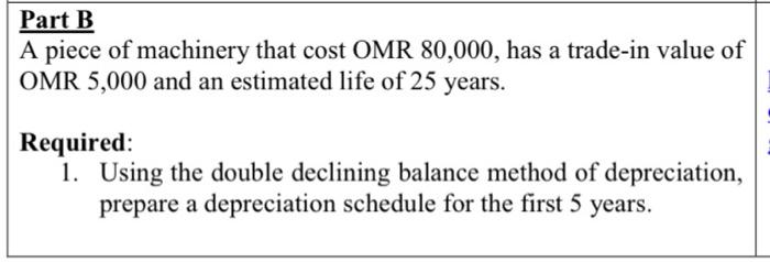 Make a schedule of deperciation countain: book value ( in the beginning