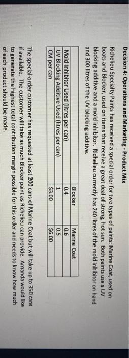 need screenshots of how to do linear programming please Decision 4: Operations