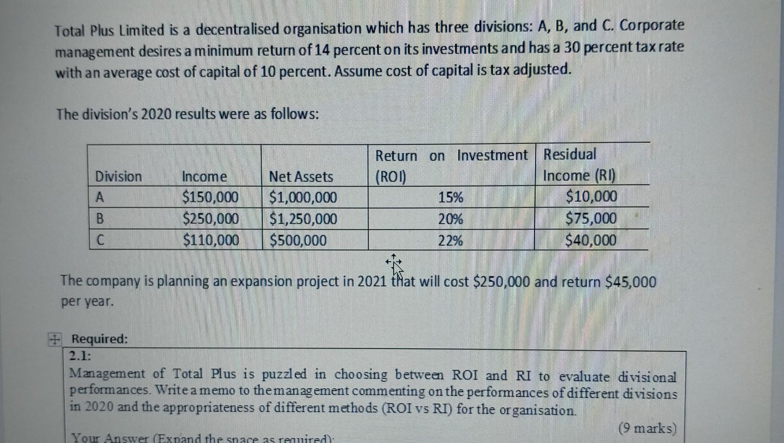 a Total Plus Limited is a decentralised organisation which has three