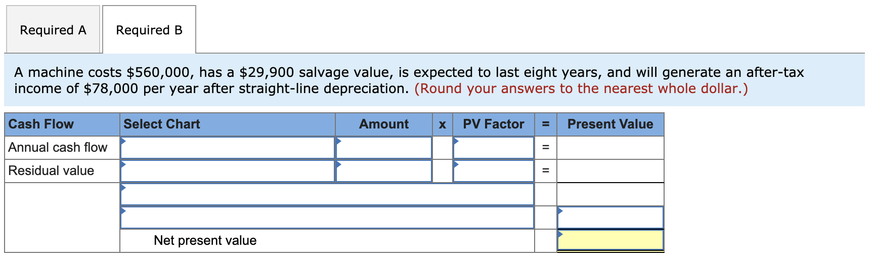to cost $720,000 and have a useful life of six years. The