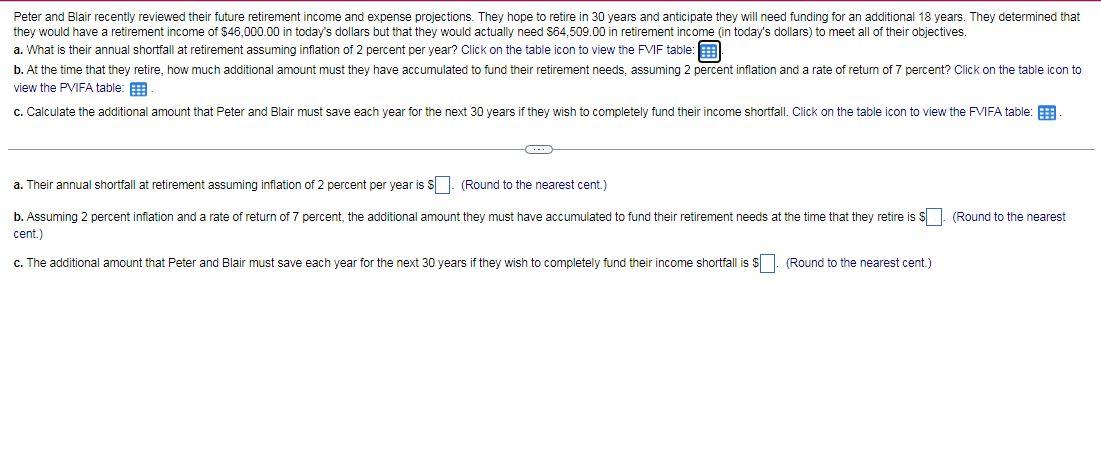  PLEASE ANSWER ASAP!!! Peter and Blair recently reviewed their future retirement