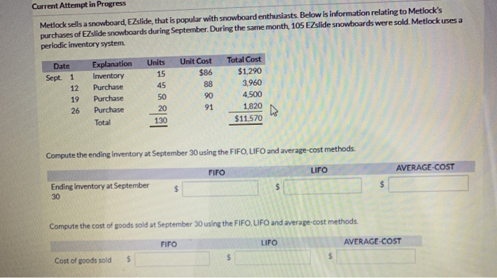  Current Attempt in Progress Metlock sells a snowboard, EZslide, that is