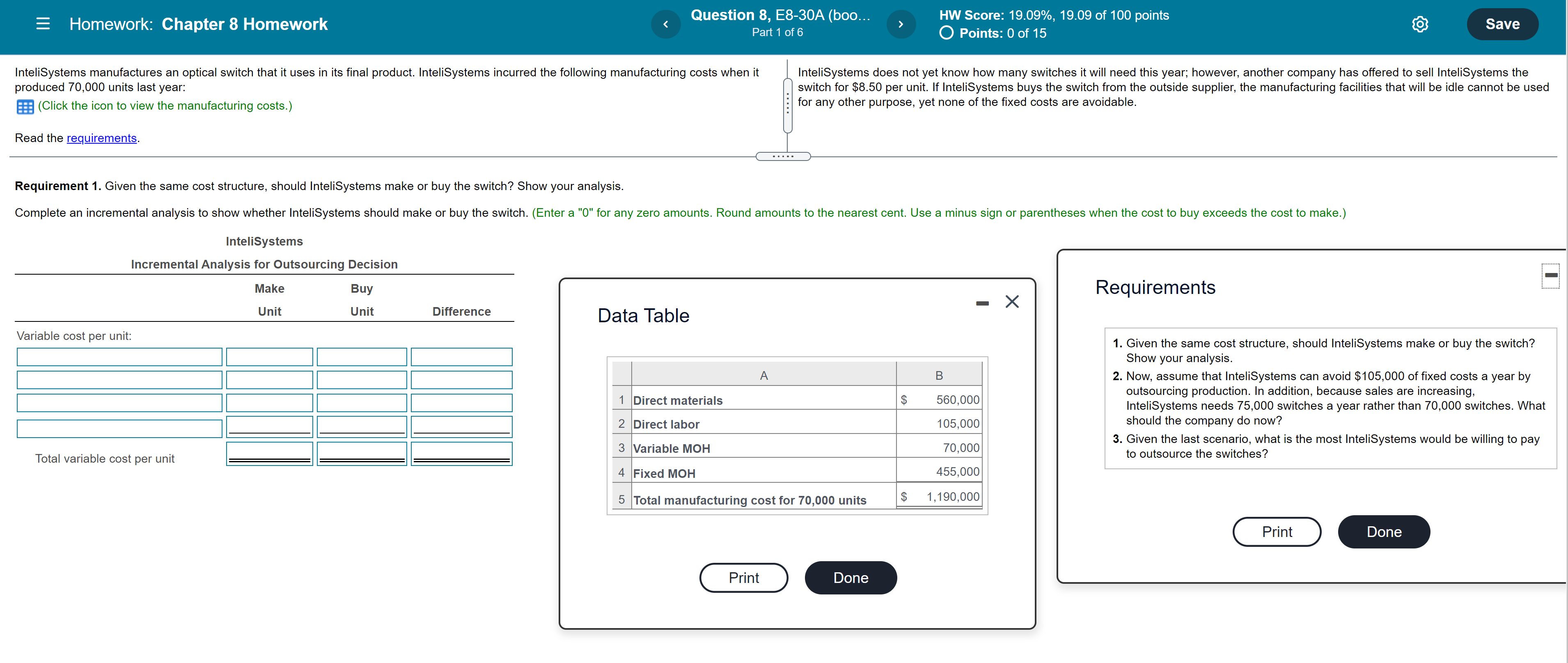  = Homework: Chapter 8 Homework Question 8, E8-30A (boo... Part 1