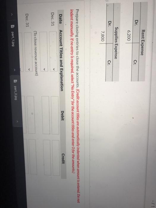 Selected accounts for Oriole's Salon at December 31, 2021, are presented below.