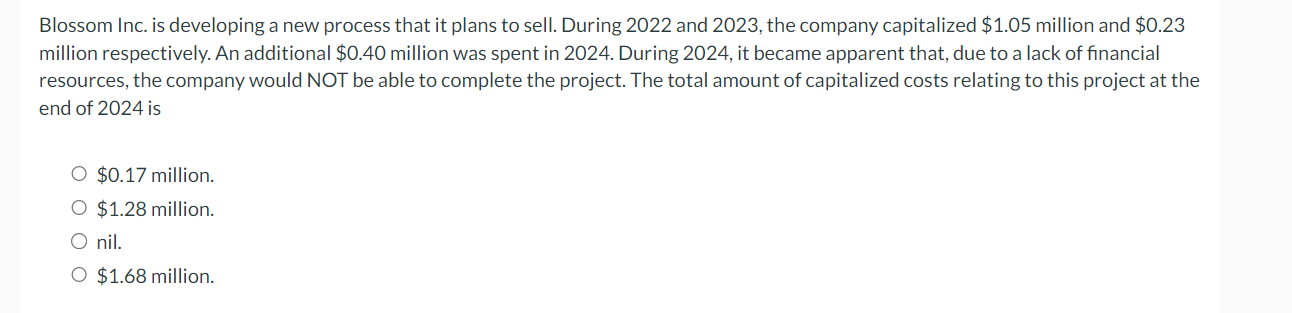 Blossom Inc. is developing a new process that it plans to