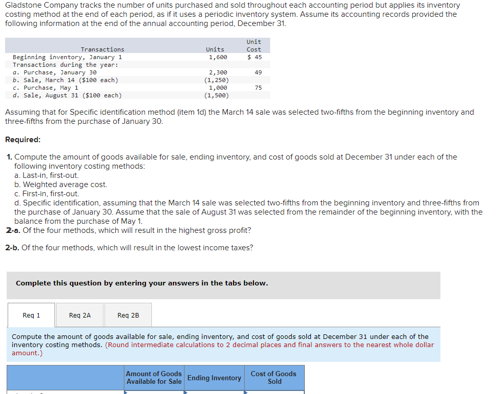 Please explain in detail how to solve for each answer. Gladstone