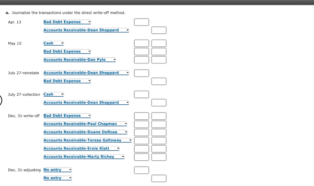 Methods The following selected transactions were taken from the records of Shipway