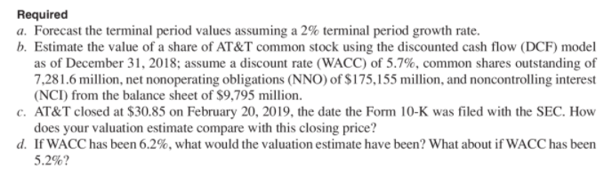 sales, NOPAT, and NOA for AT&T for 2019 through 2022. $ millions