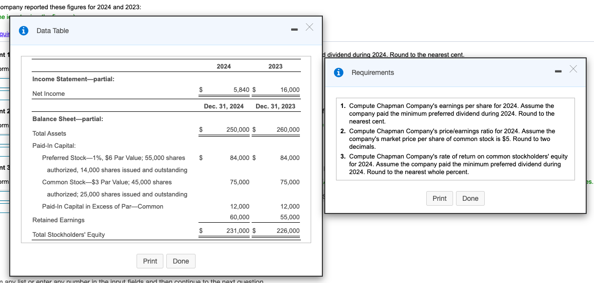 ompany reported these figures for 2024 and 2023: ne Data Table