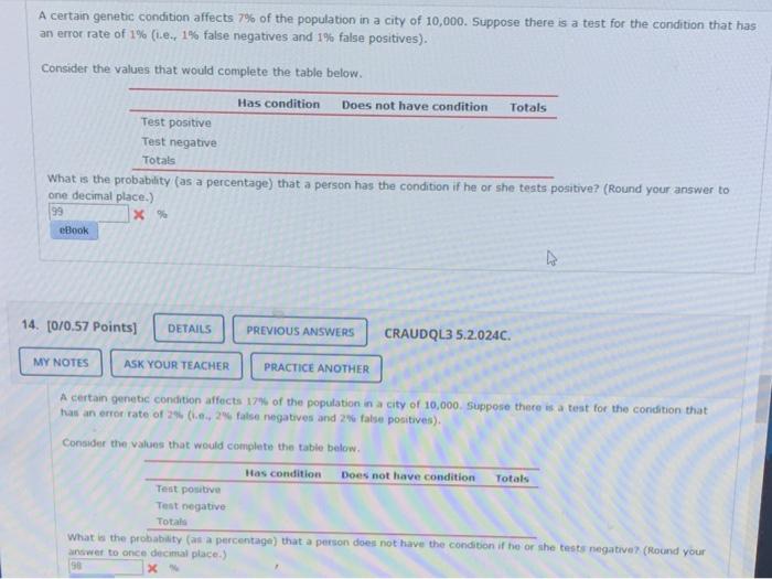 repost them. A certain genetic condition affects 7% of the population in