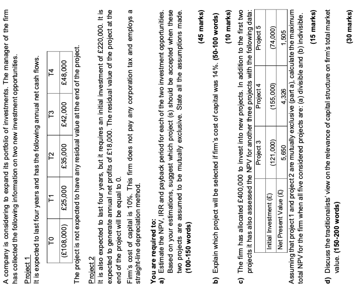 Please help with all sections A company is considering to expand its