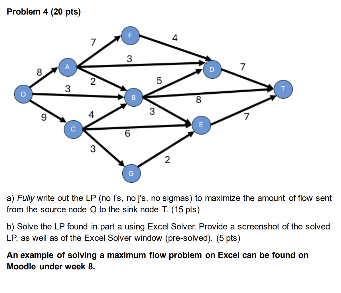  Problem 4(20 pts) a) Fully write out the LP (no i's,