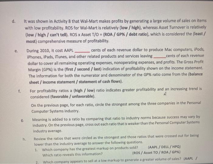 Use the chart below to answer the following questions. Stock symbols are