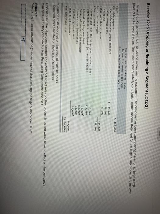  Exercise 12.15 Dropping or Retaining a Segment (L012-2] Thalassines Kataskeves, S.A.
