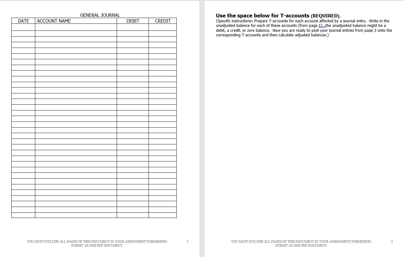 OF THIS DOCUMENT Part 1: Insert the Trial Balance HERE 1: Instructions: