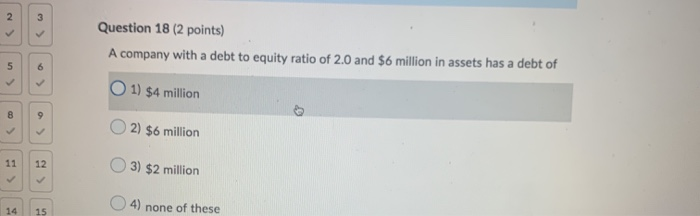  2 3 Question 18 (2 points) A company with a debt
