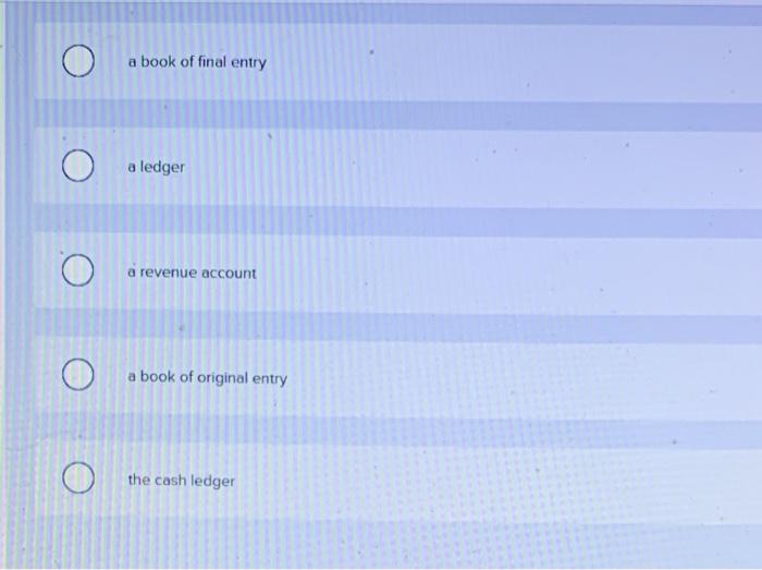 a book of final entry a ledger a revenue account a book