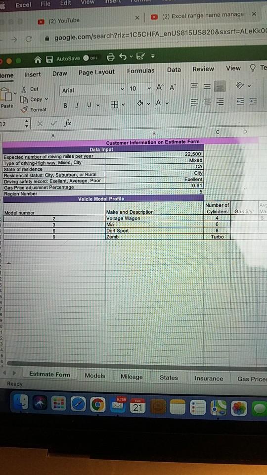 input Estimated annual cost of gas based on the selected type of