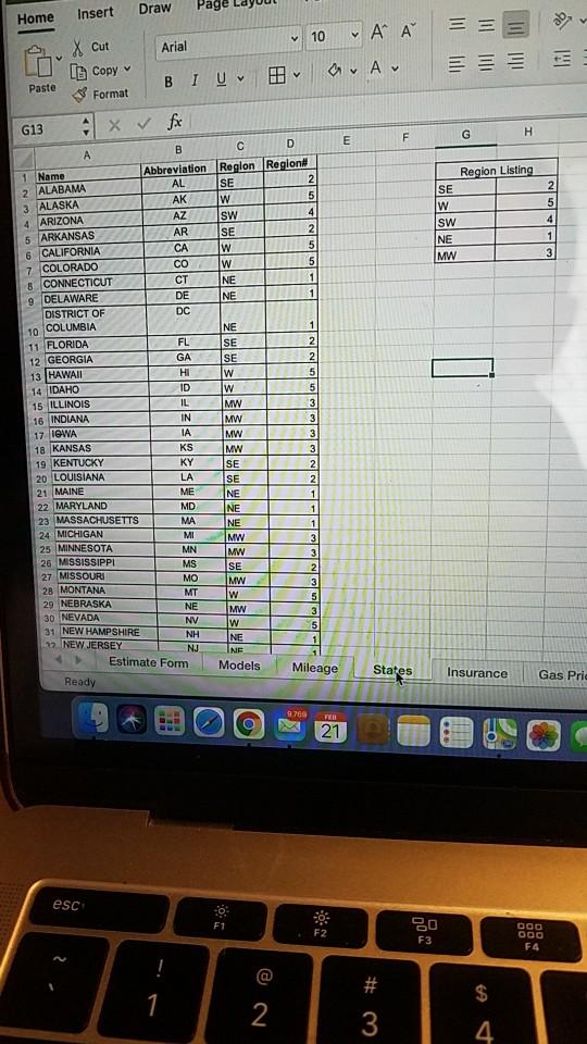calculation in the form that looks up the region number associated with
