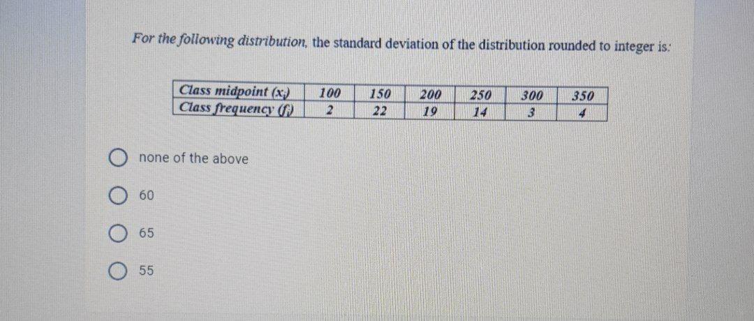 I need the answer as soon as possible For the following distribution,