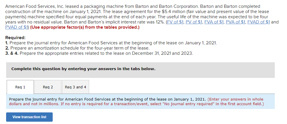  American Food Services, Inc. leased a packaging machine from Barton and
