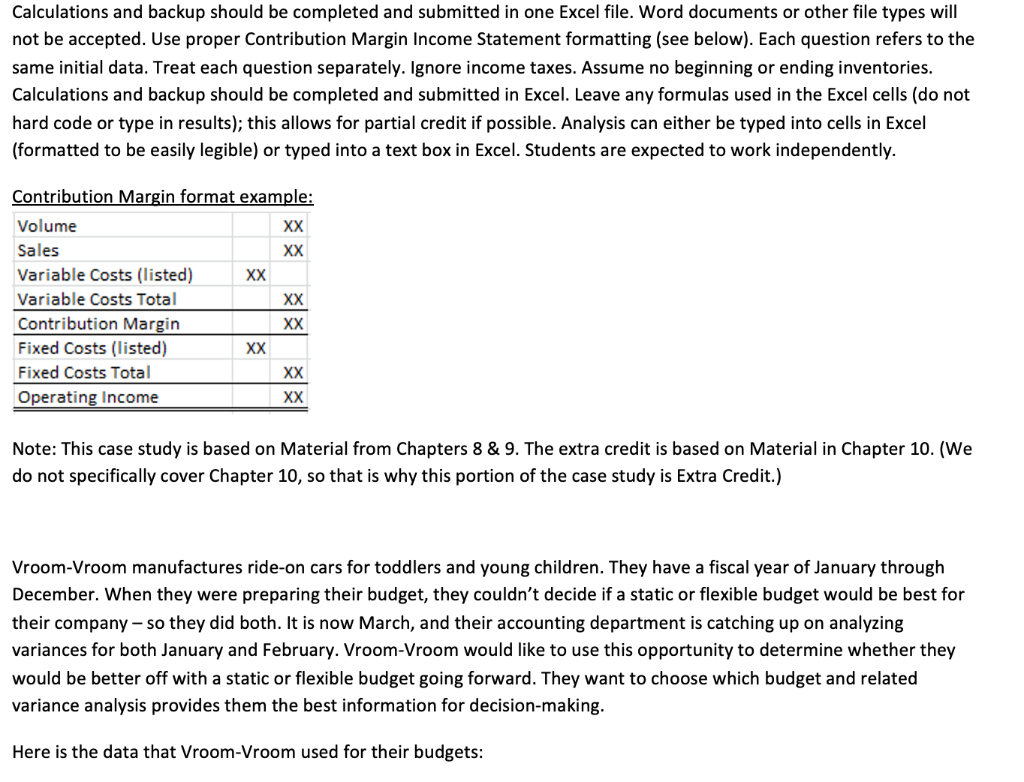  Calculations and backup should be completed and submitted in one Excel