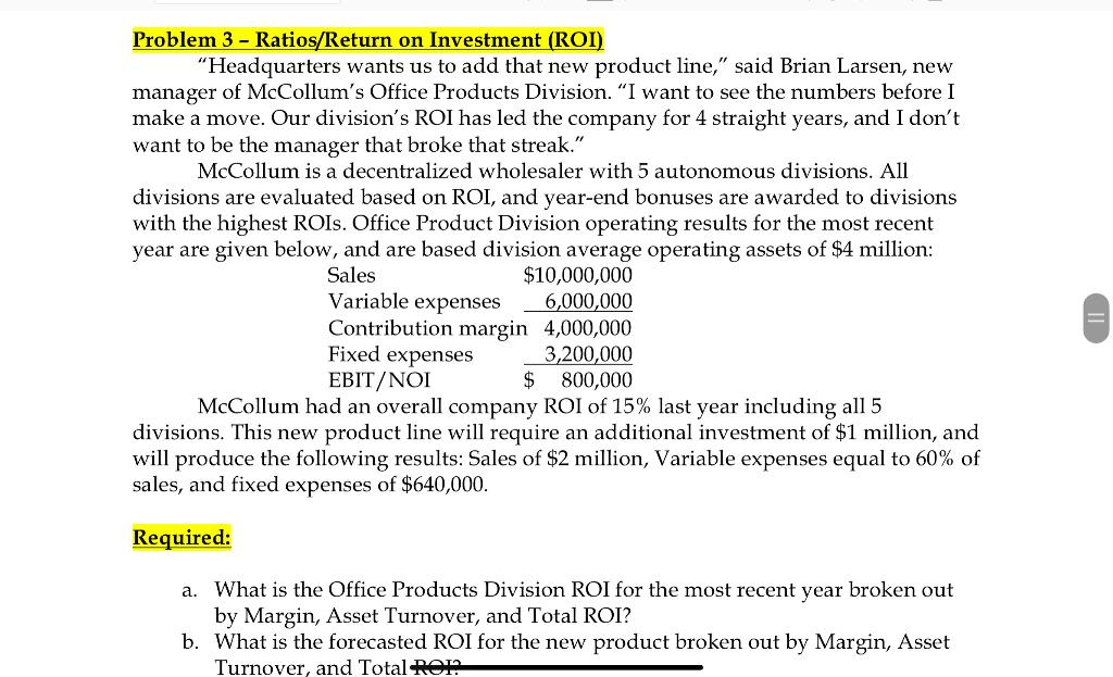 to, and impact, fixed costs? c. (Chap 18) What is the total