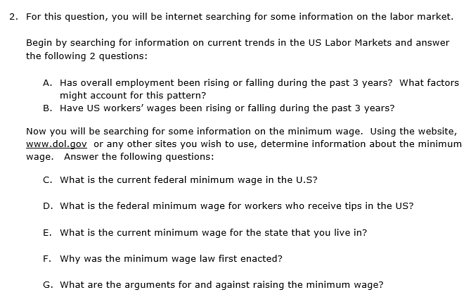  2. For this question, you will be internet searching for some