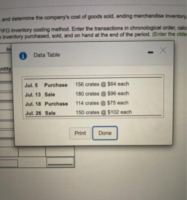 costing method, and determine the company's cost of goods sold, ending merchandise