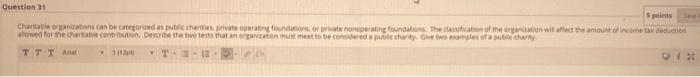  Question 31 Spaints Charitable cont can be categorias publiciteite operating foundation