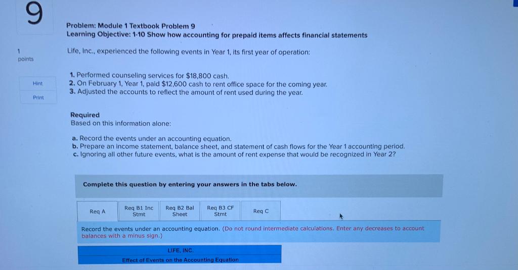  9 Problem: Module 1 Textbook Problem 9 Learning Objective: 1-10 Show
