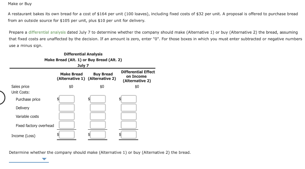 Make or Buy A restaurant bakes its own bread for a