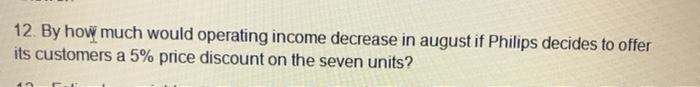 12. By how much would operating income decrease in august if