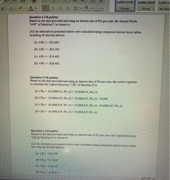 help with 4,5,6 please data added below A A Aa AaBbCcDdE ABCD